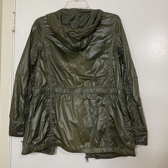 AGNES B. Dark Green Full zip Lightweight utility windbreaker hooded jacket SZ 1 - Picture 8 of 9